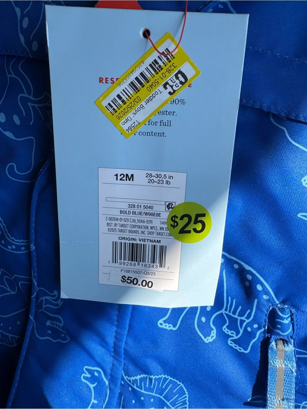 Cat & Jack Blue Dinosaur Print Puffer Jacket - Kids